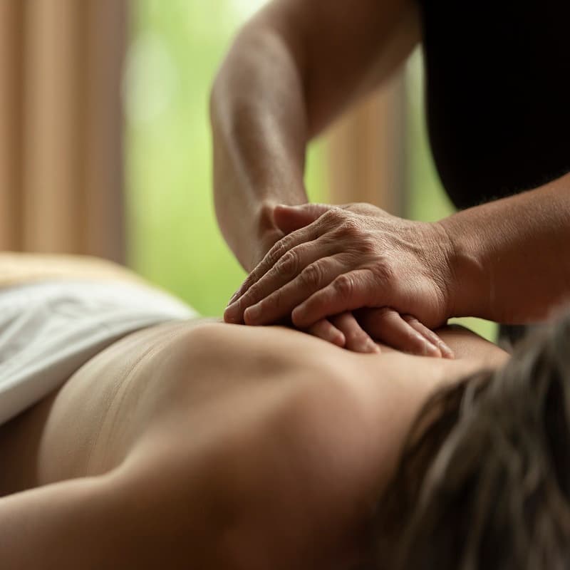 A person receiving a massage on their back. A person receiving a massage on their back.