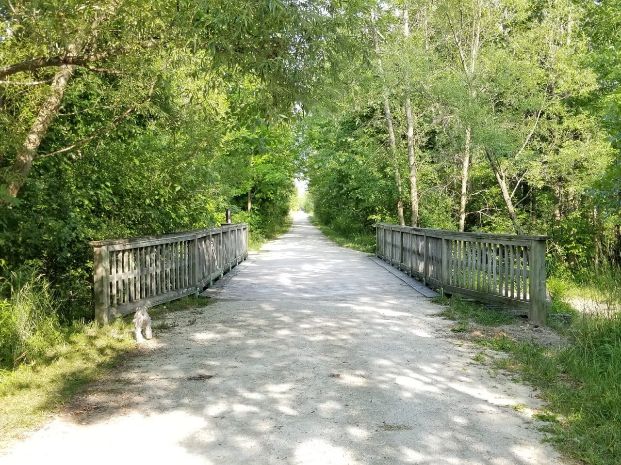 Georgian trail with wood bridge railings